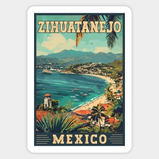 Zihuatanejo Mexico Tropical Paradise Travel Art Sticker